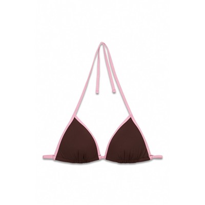 Top bikini triangular push up marrón
