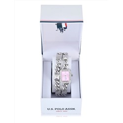 LADIES SILVER AND PINK BRACELET WATCH