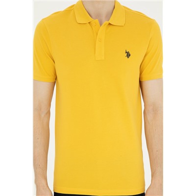 Erkek Slim Fit Polo Yaka Safran Basic Tişört