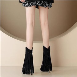 Замшевые ботинки с бахромой на высокой шпильке 👠 Большие размеры