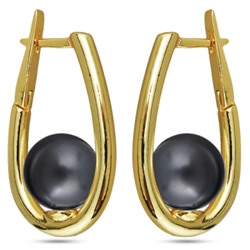 Серьги (Майорка 12мм черная матовая; покрытие золото), Есть комплект