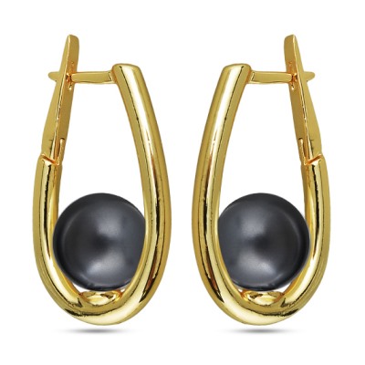 Серьги (Майорка 12мм черная матовая; покрытие золото), Есть комплект