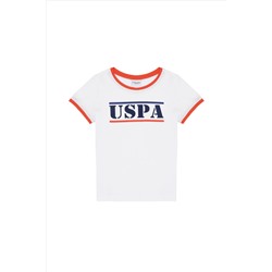 Kız Çocuk Beyaz Bisiklet Yaka Tişört