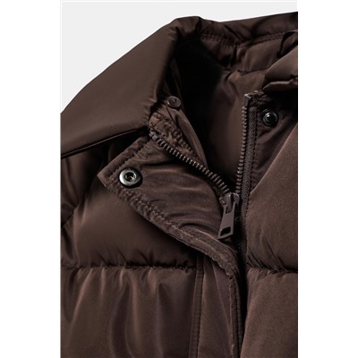 PUFFER BOMBER JACKET WITH FAUX FUR LAPEL