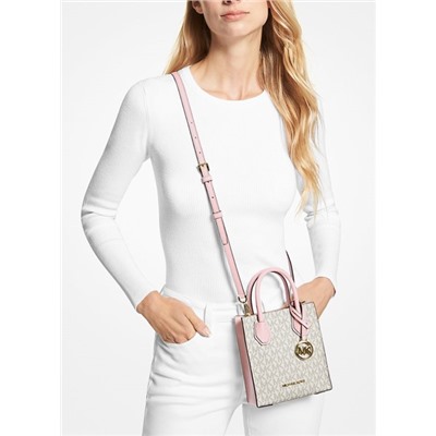 Michael Kors Outlet Mercer Extra-Small Logo and Leather Crossbody Bag