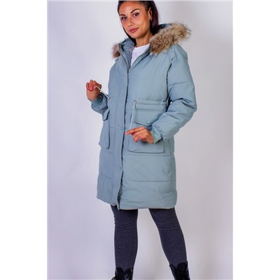 Зимняя удлиненная парка с капюшоном натуральный мех арт.617