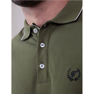 Футболка поло с плетеным воротником на пуговицах из эластичного хлопка