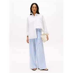 Stripe Wide-Leg Paper-Bag Pant