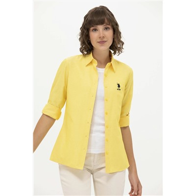 Kadın Sarı Uzun Kollu Basic Gömlek