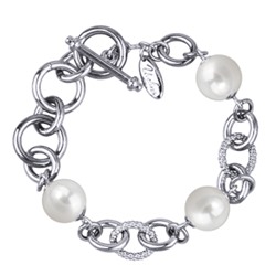 Браслет Симбиоз (Майорка 12мм белая; покрытие родий) 18-21см, Есть комплект