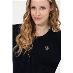 Kadın Lacivert Basic Bisiklet Yaka Kazak