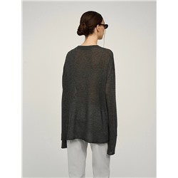 Серый джемпер с разрезом вязаный