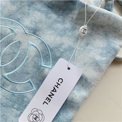 Тканевая сумка шопер в нежно-голубом цвете  Chane*l 🩷