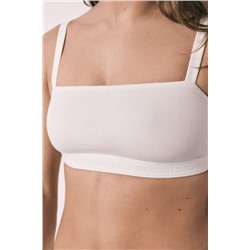 Sujetador top algodón canalé blanco