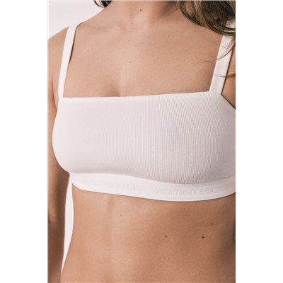 Sujetador top algodón canalé blanco