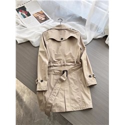 Классический двубортный плащ цвета хаки, укороченый