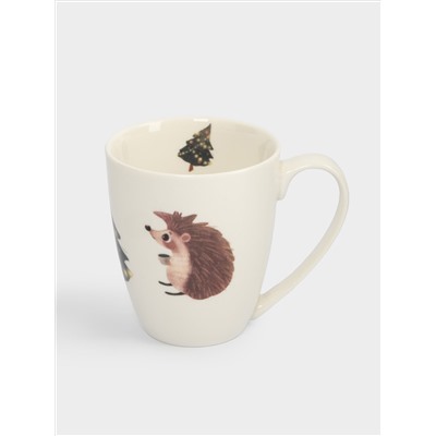 Кружка, 320 мл, фарфор N, белая, Ежик у елки, Child holiday