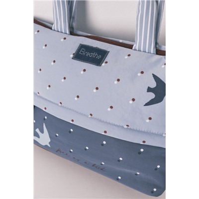 Neceser grande azul estampado pájaros