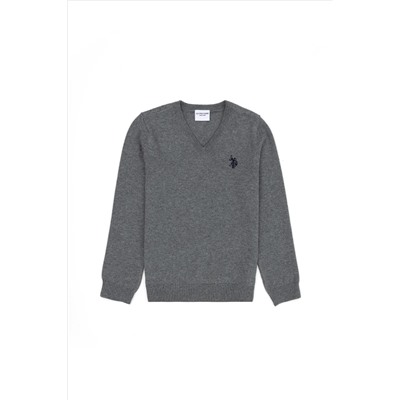 Erkek Çocuk Gri Melanj Basic Kazak