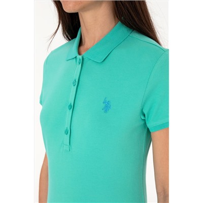 Kadın Mint Basic Polo Yaka Tişört