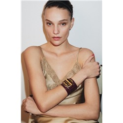 MAXI PULSERA RÍGIDA PIEL PIEDRA