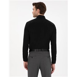 Siyah Regular Fit Uzun Kollu Basic Gömlek
