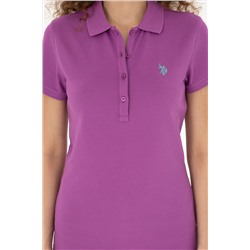 Kadın Mor Basic Polo Yaka Tişört