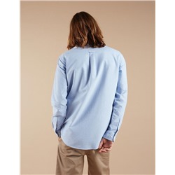 Mao' Collar Oxford Shirt, Men, Blue