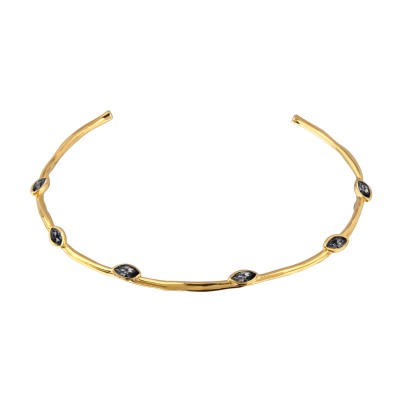 Колье Эйва (кристаллы SW темно-серые; покрытие золото), Есть комплект