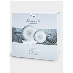 Сервиз обеденный, 4 перс, 12 пр, керамика, серо-голубой, Спираль, Vulcano