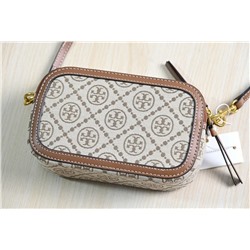 Сумка через плечо  с жаккардовым узором и кожаной окантовкой ТОРИ БЕРЧ