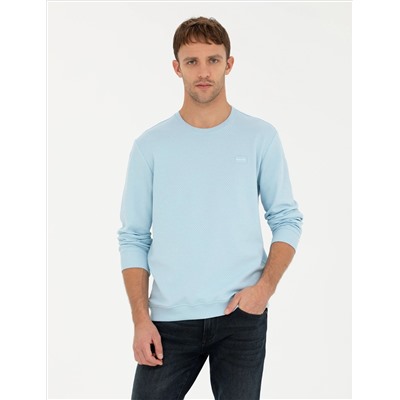 Açık Mavi  Regular Fit Bisiklet Yaka Sweatshirt