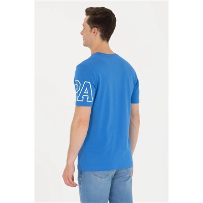 Erkek Saks Bisiklet Yaka Tişört