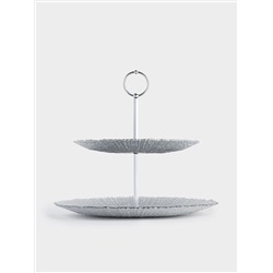 Подставка для пирожных, 21х28/26 см, 2 яруса, стекло/металл, серебристо-серая, Avila