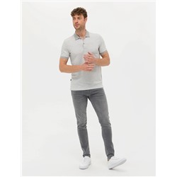 Açık Gri Melanj Slim Fit Polo Yaka Tişört