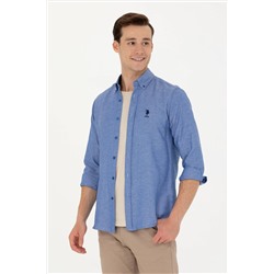 Erkek Saks Uzun Kollu Basic Gömlek