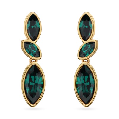 Серьги Эдем (кристаллы SW зеленые; покрытие золото), Есть комплект