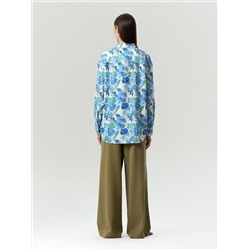 Рубашка с цветочным принтом с добавлением льна, B3266/fouge