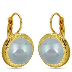 Серьги (Майорка 12 мм голубая; покрытие золото), Есть комплект