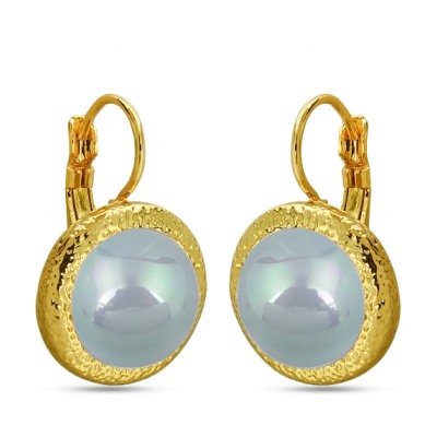 Серьги (Майорка 12 мм голубая; покрытие золото), Есть комплект