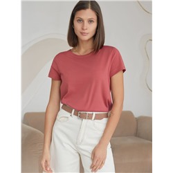 Базовая футболка полуприлегающая из премиального хлопка с эластаном