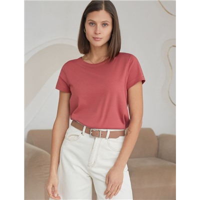 Базовая футболка полуприлегающая из премиального хлопка с эластаном