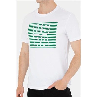 Erkek Beyaz Bisiklet Yaka Tişört