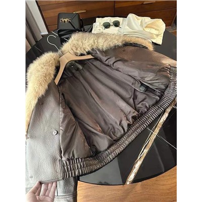 Теплая женская кожаная куртка в ретро стиле со съёмным воротником  ZAR*A 💤