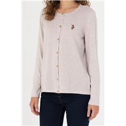 Kadın Taş Melanj Basic Triko Hırka