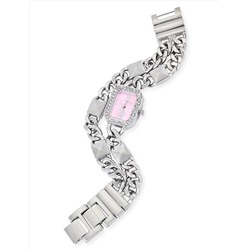 LADIES SILVER AND PINK BRACELET WATCH