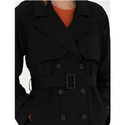 Siyah Slim Fit Trençkot