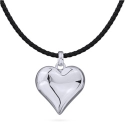 Колье-чокер Сердцебиение (2, 5см, кожа черная; покрытие родий) 38-45см, Есть комплект