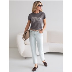 Нарядная футболка с принтом из премиального хлопка с эластаном