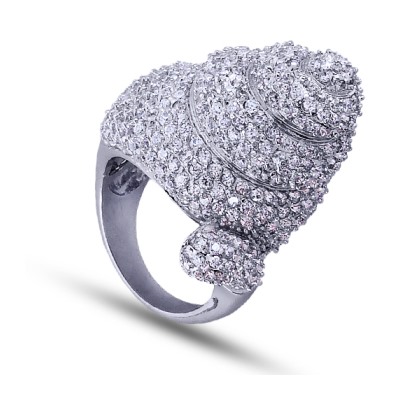 Кольцо (белый цирконий; покрытие родий)